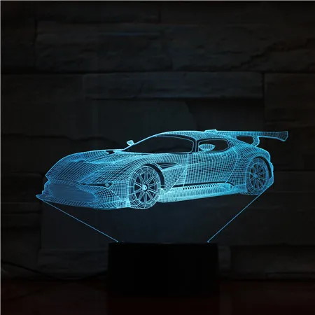 3D настольная лампа светодиодный ночник спортивная модель автомобиля сенсорная атмосферная лампа для вентиляторов декор в спальню Рождественский подарок для ребенка GX1726
