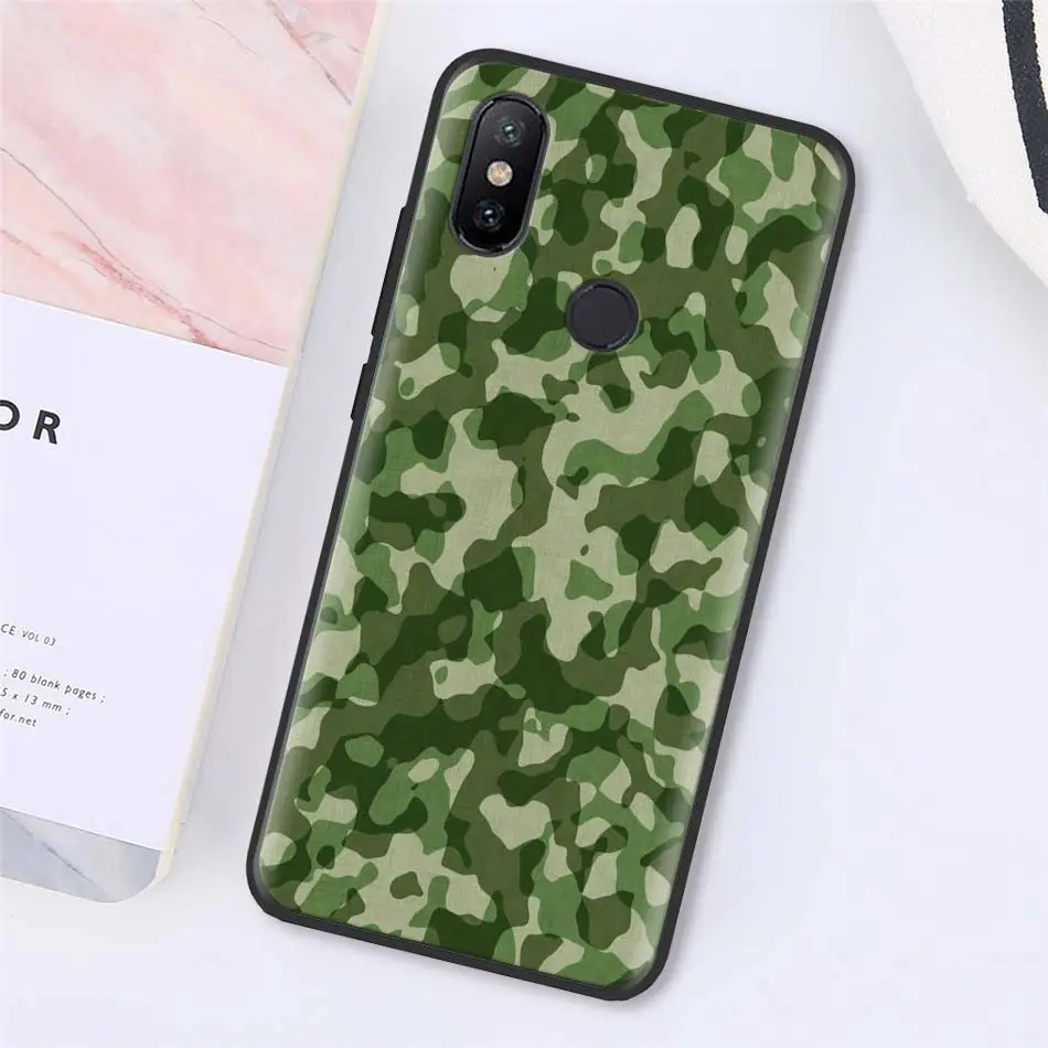 Камуфляжный военный армейский силиконовый чехол для Xiaomi Redmi 7 6 5 Note 7 5 6 Pro 4X 5A 6A S2 GO Poco F1 черный мягкий чехол