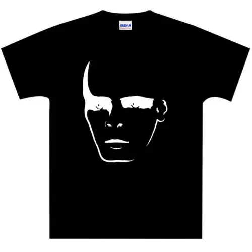 Металлический Серебряный Tubeway армейский логотип с лицом на черной футболке Gary Numan
