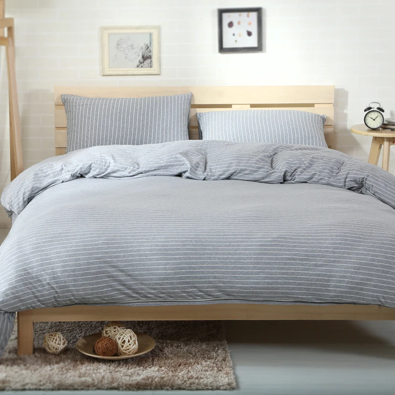 2018 белые линии серый набор пододеяльников для пуховых одеял вязаный хлопковый