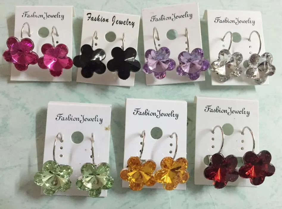 Серьги-Клипсы из акрилового камня в форме цветка сливы 16 мм разные цвета