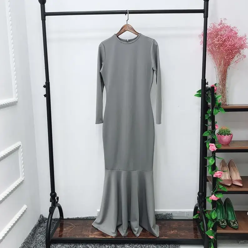 Vestidos Arabe абайя, кафтан элегантное женское вечернее платье исламское мусульманское длинное платье для девочки Caftan хиджаб Eid платья Рамадан Elbise одеяние мусульмане Longue - Цвет: Gray dress