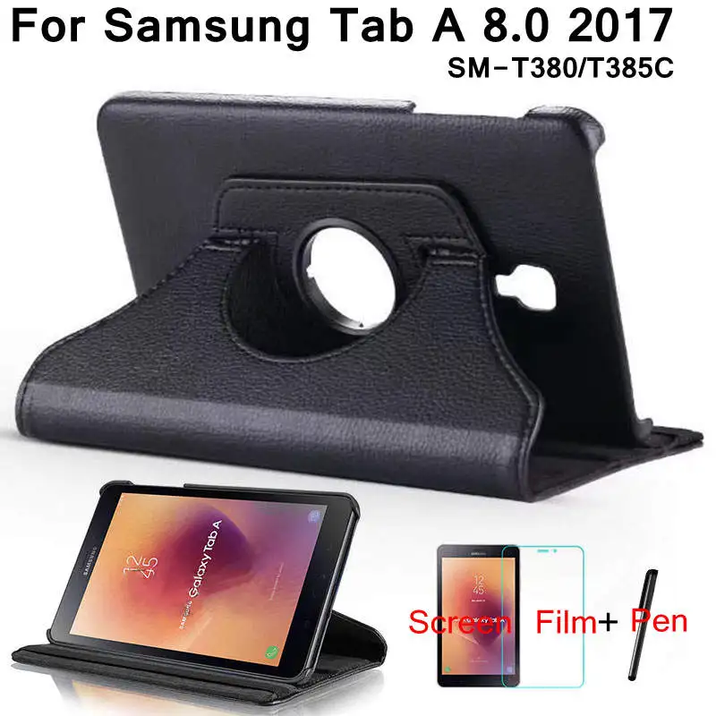 Умный чехол из искусственной кожи с поворотом на 360 градусов для Samsung Galaxy Tab A T380 T385C