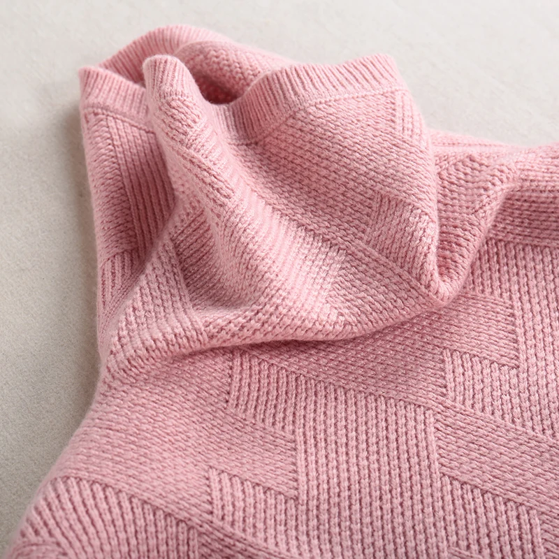 Двойной утолщенный кашемировый свитер с высоким воротом Женский вязаный длинным