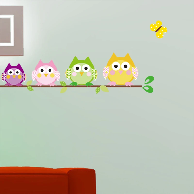 Lovely Owls Wall Stickers For Girls Room Bedroom Home Decoration Diy Animal Bird Pvc Mural Art Kids Decals | Дом и сад