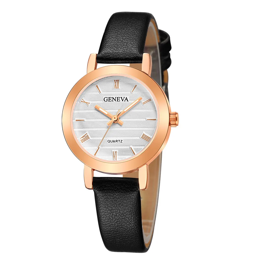 2018 Новая мода Женева Топ бренд женские часы люксовый кожаный ремешок нержавеющая