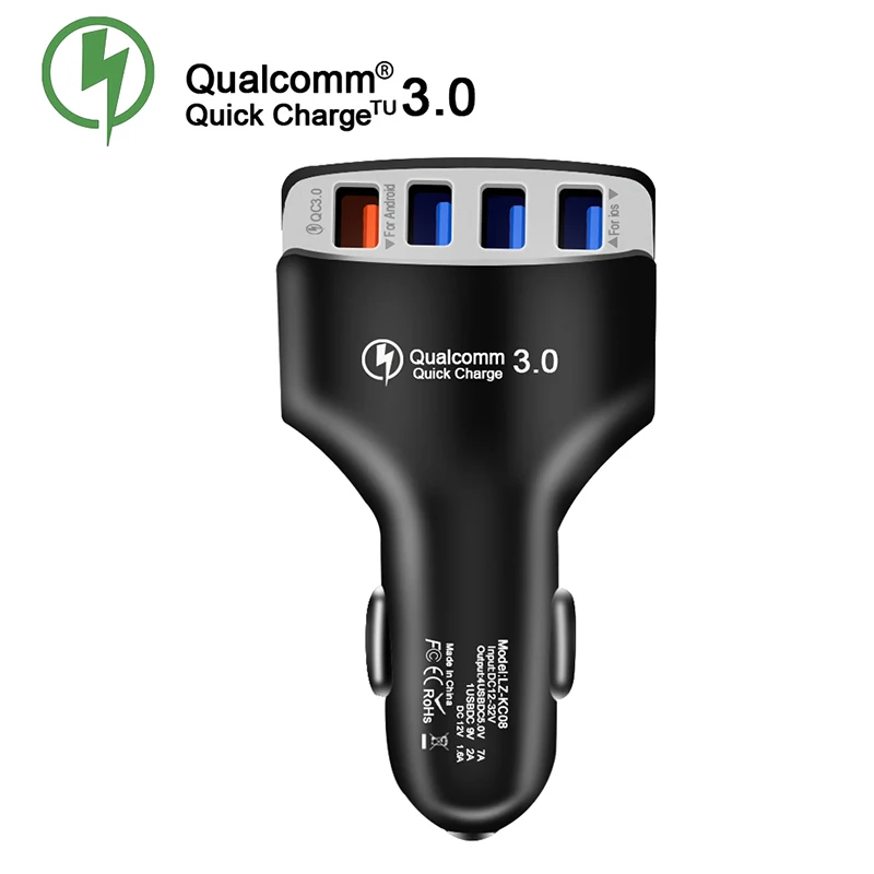 Black Быстрая зарядка 3,0 USB Автомобильное зарядное устройство для samsung Xiaomi мобильный смартфон QC3.0 Turbo 4 usb порт авто автомобиль Быстрая Зарядка адаптер - Тип штекера: Black