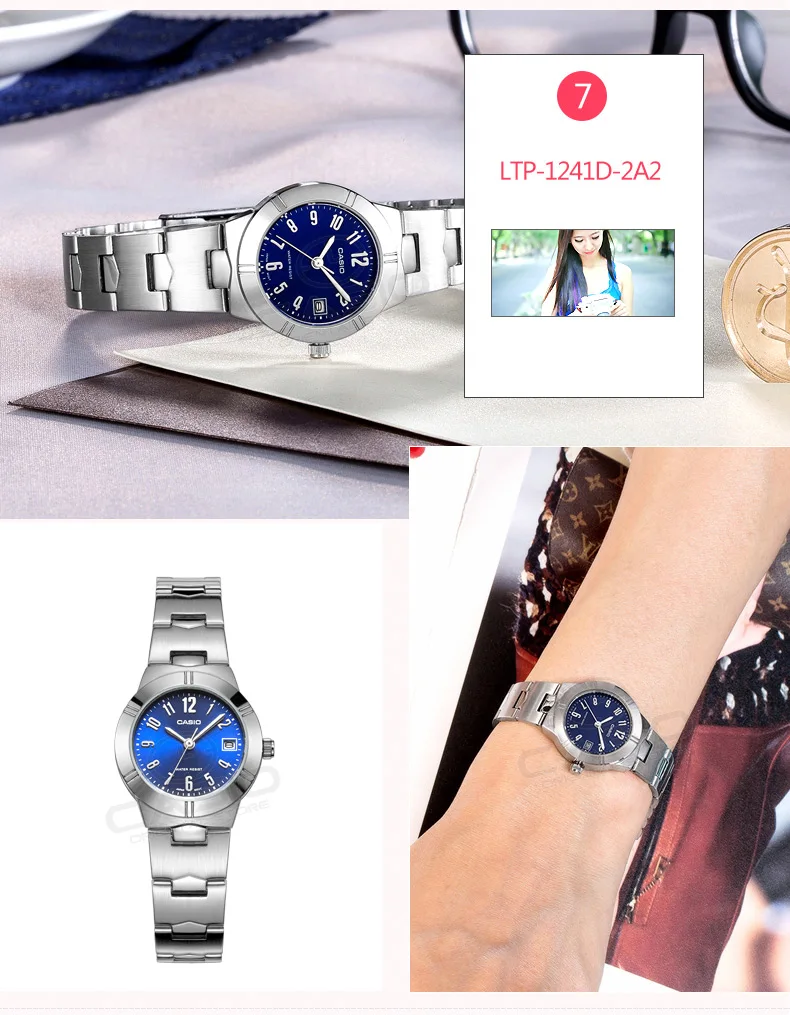 CASIO Часы Простые Модные часы Женское платье женские часы лучший бренд класса люкс кварцевые часы для женщин часы водонепроницаемые LTP-1241