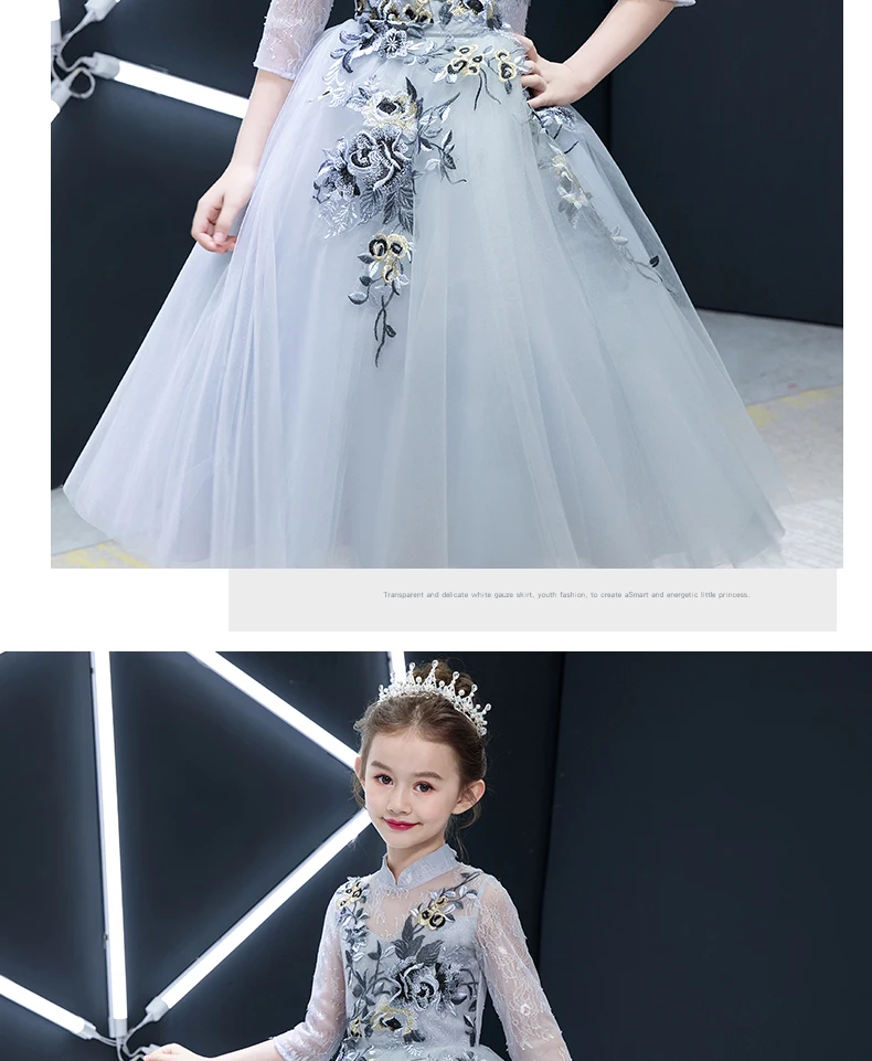 Высокое качество ручной работы вечерние платья для девочек Vestido daminha Casamento бальное платье для девочек в цветочек платья для свадьбы От 4 до 12 лет