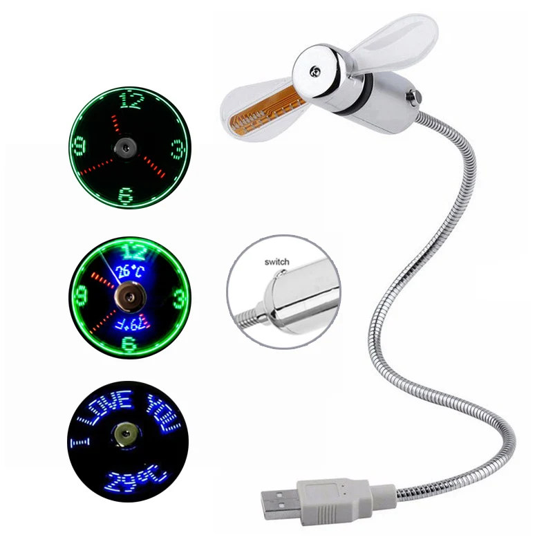 Мини вентилятор USB с индикатором времени и температуры креативный подарок со