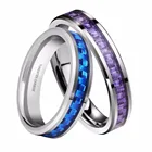 Вольфрамовое кольцо 4 мм синегофиолетового цвета из углеродного волокна, инкрустация пары, стандартный размер 4-10