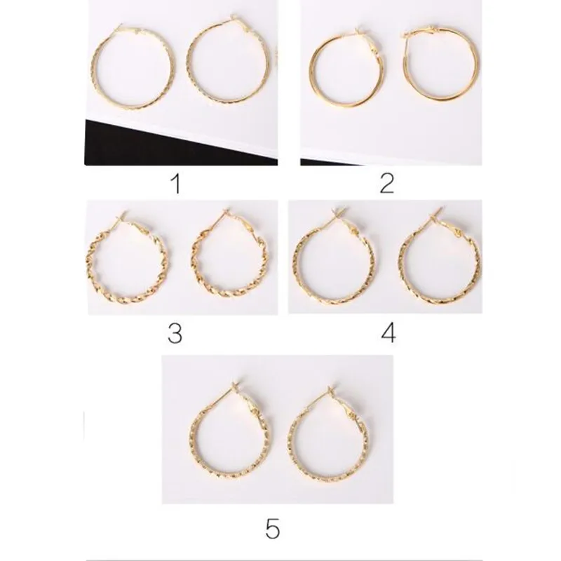 5 пар/уп. старинных золотых Цвет большие круглые серьги для женщин 2021 простой Панк