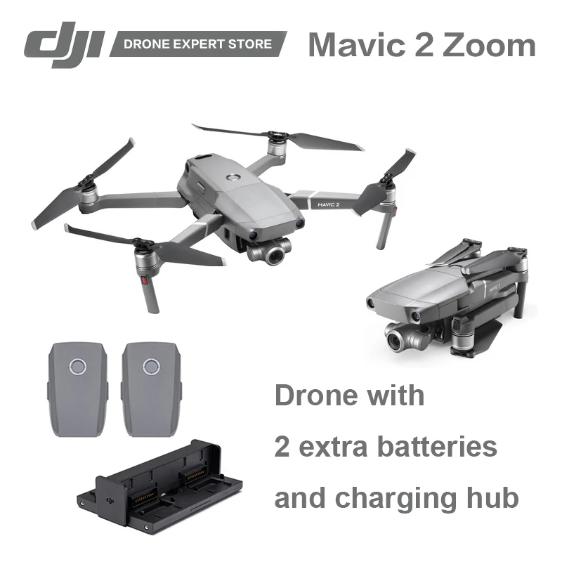 Оригинальный DJI Mavic 2 Zoom с дополнительными батареями и зарядным центром 2x