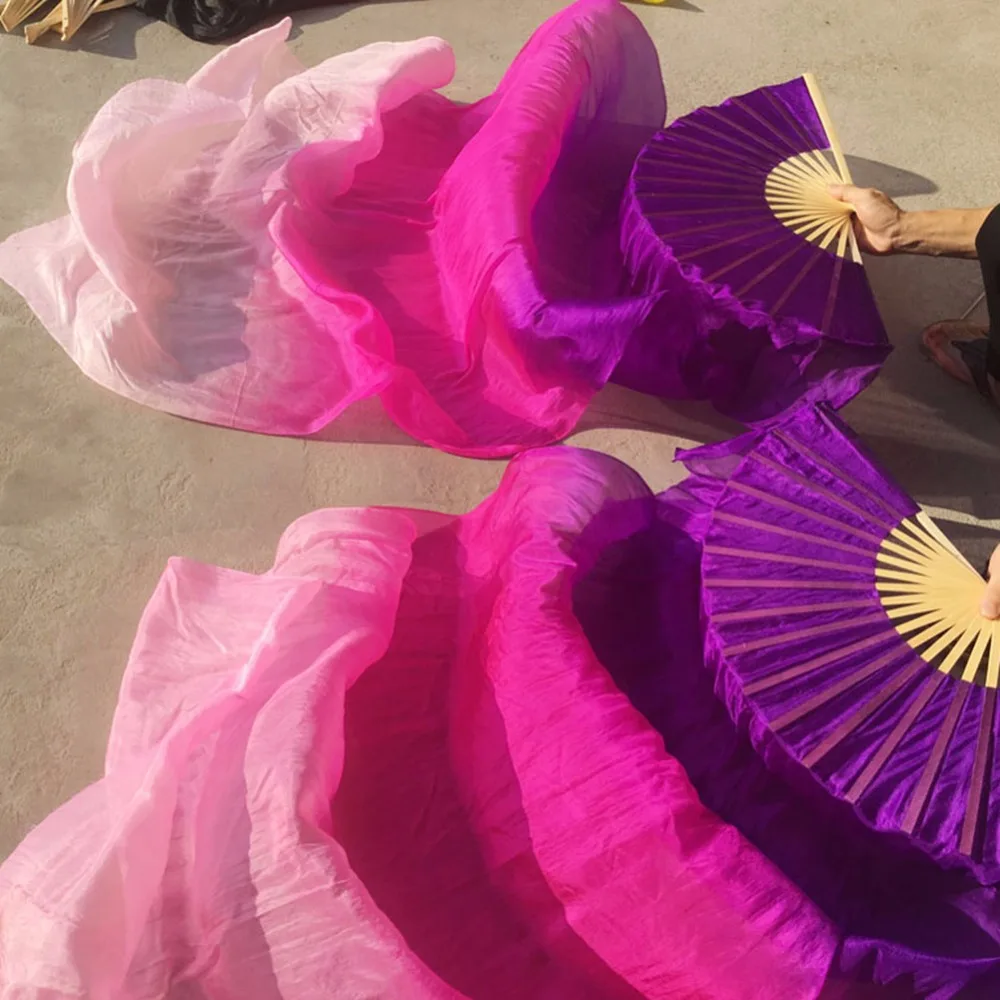 Сексуальные Фанаты для танца живота девушек 100% шелк вуаль женские красные желтые