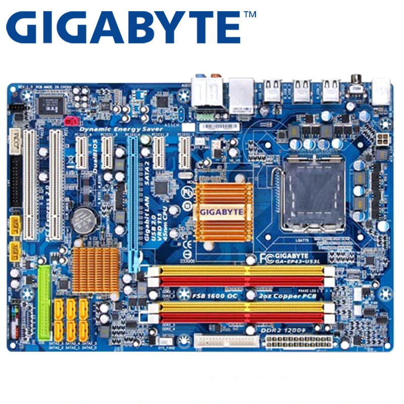 GIGABYTE GA EP43 US3L настольная материнская плата P43 Socket LGA 775 для Core 2 Pentium D DDR2 16G ATX
