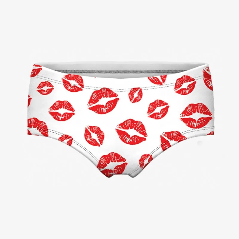 Милые хлопковые трусы с 3D принтом «kiss me Love», милые женские трусики с принтом, сексуальные женские трусики