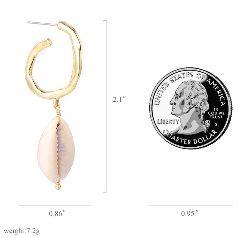 Lancharmed Natural Sea Shell Fashion Gold Color Drop Earrings Charm Gift for Women 2019 | Украшения и аксессуары