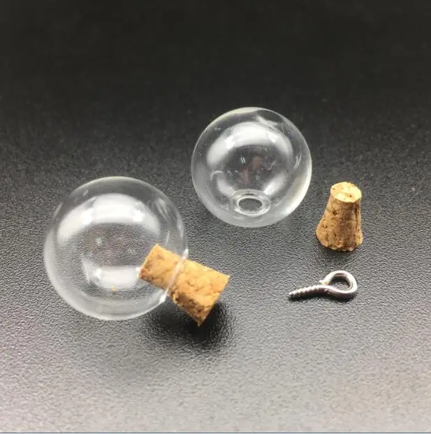 

50 pieces DIA. 18mm glass globes with one hole cork plug Round ball Shape globe Glass Bubble Vial Bottle pendants jewelry