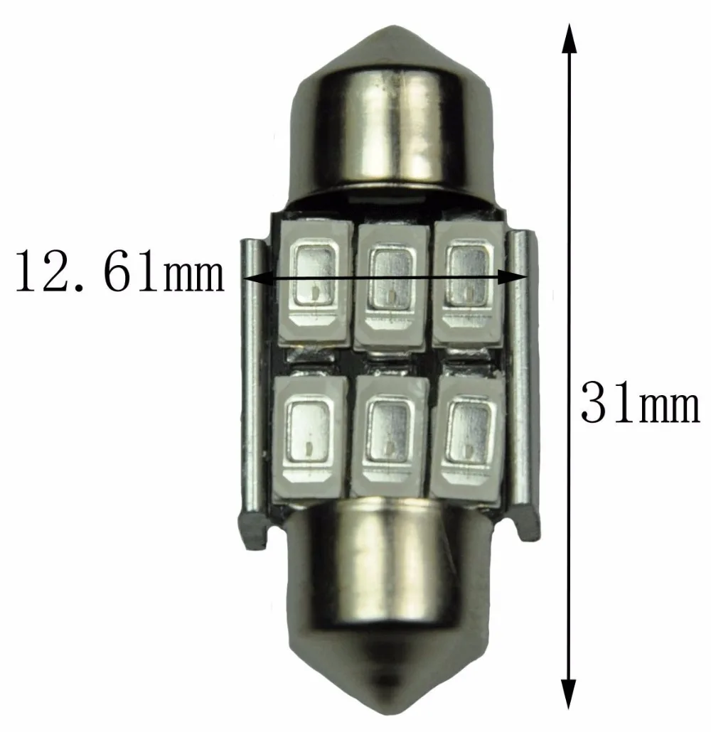 4 шт. Автомобильные светодиодные лампы Canbus 300 лм 5730 6SMD 31 мм (1 25 дюйма) 12 В |