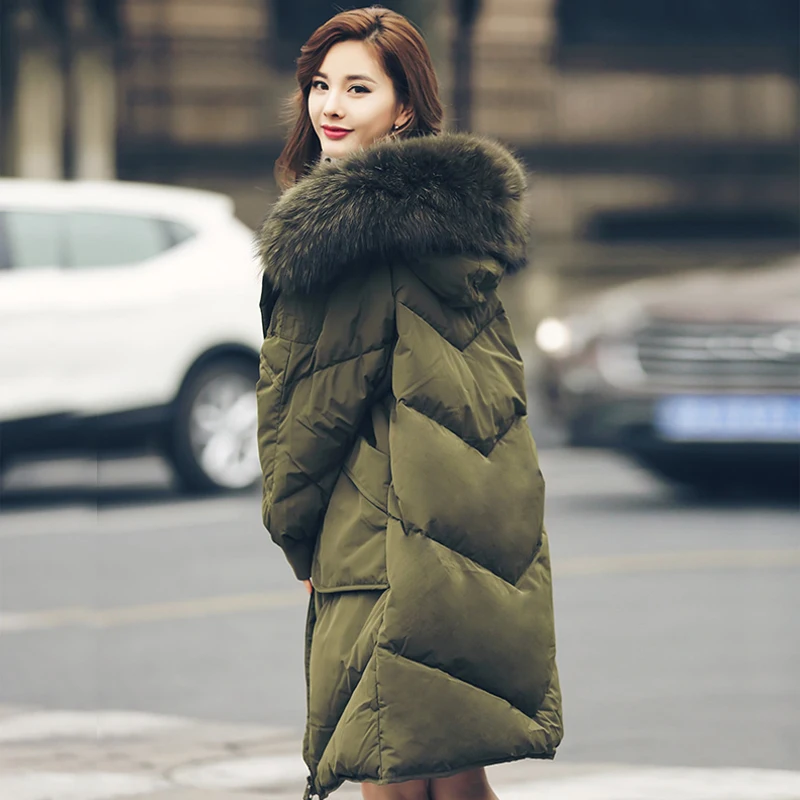 Большой натуральный мех енота меховой воротник 2018 модная зимняя куртка Для