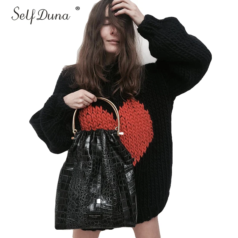 Женский вязаный свитер с высоким воротом Self Duna теплый воротником-хомутом на