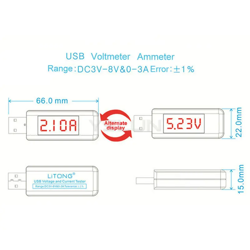 Usb напряжение / ток монитор зарядки тестер DC 3 В - 8 3A 3in1 многофункциональный панель