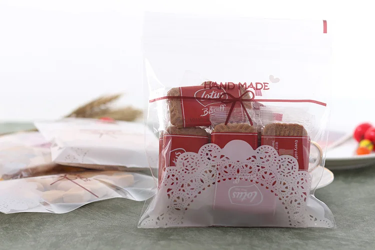 Бесплатная доставка 50 шт./лот упаковка для печенья белый кружевной бант