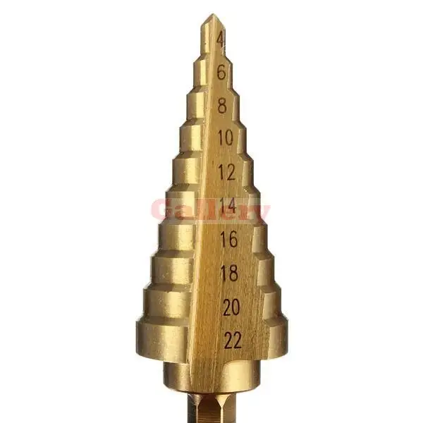 3 шт. в партии 4 22 мм шестигранные титановые ступенчатые конусные сверла резец