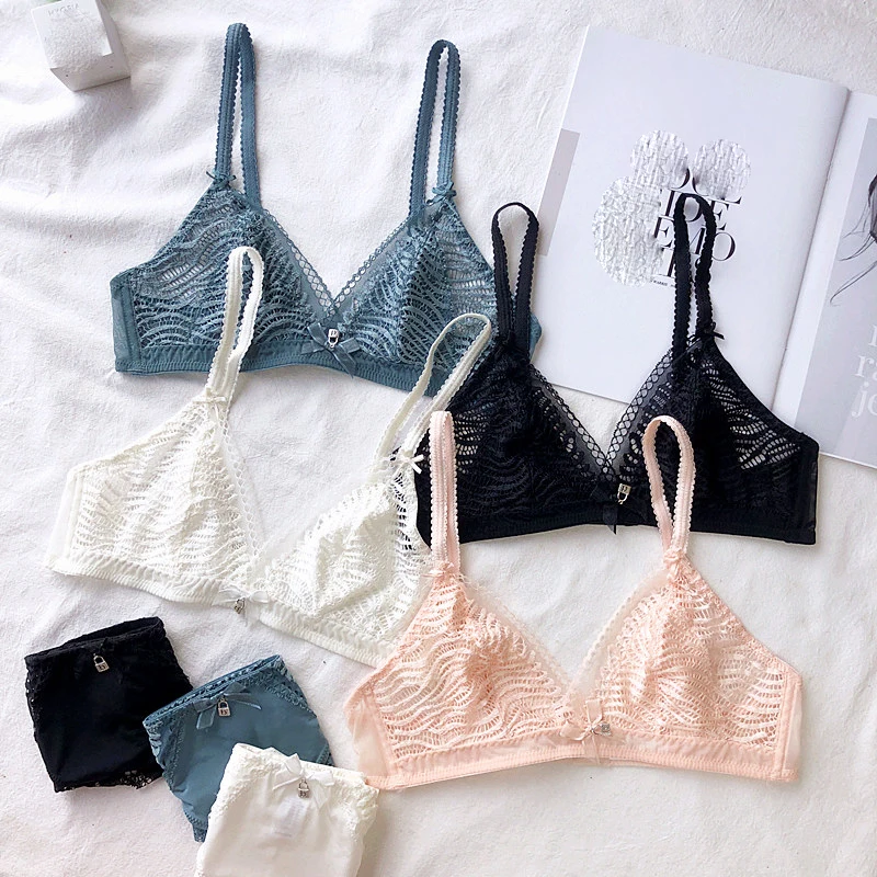 Комплект женского кружевного нижнего белья ультратонкий прозрачный