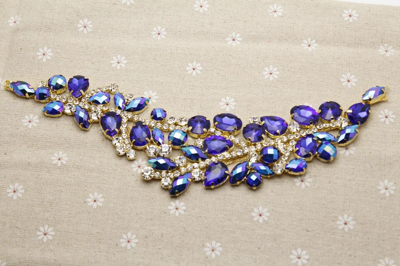 23*5 5 см синий АБ аппликация СТРАЗА поддельные кристаллические золотые основы