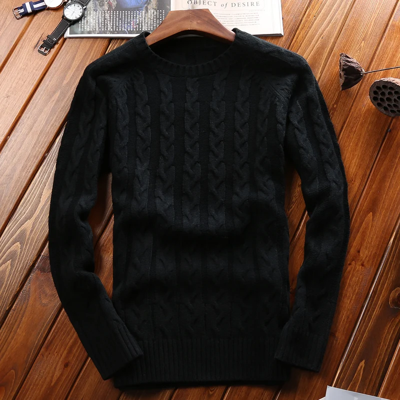

2019 Autumn Winter New Fashion Casual Sweater Wool Cashmere O-neck Slim Fit Knitting Warm Pullover Men Clothes Pull Homme Coats
