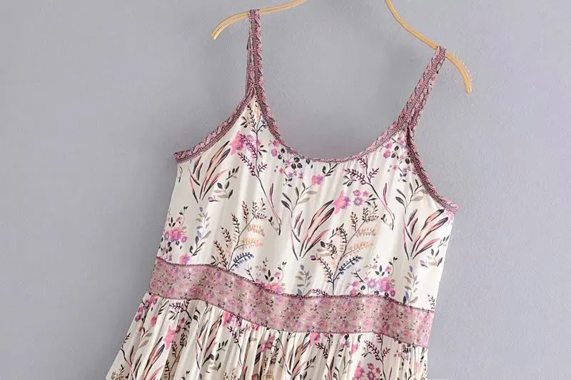 Женское мини платье с цветочным принтом милое пляжное в этническом стиле