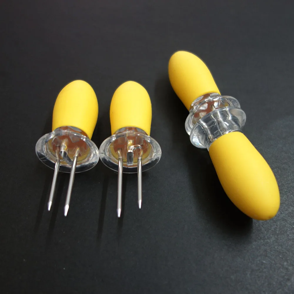 Акция 4 пары милый барбекю Кукуруза держатель набор Гриль Шашлык Из Нержавеющей