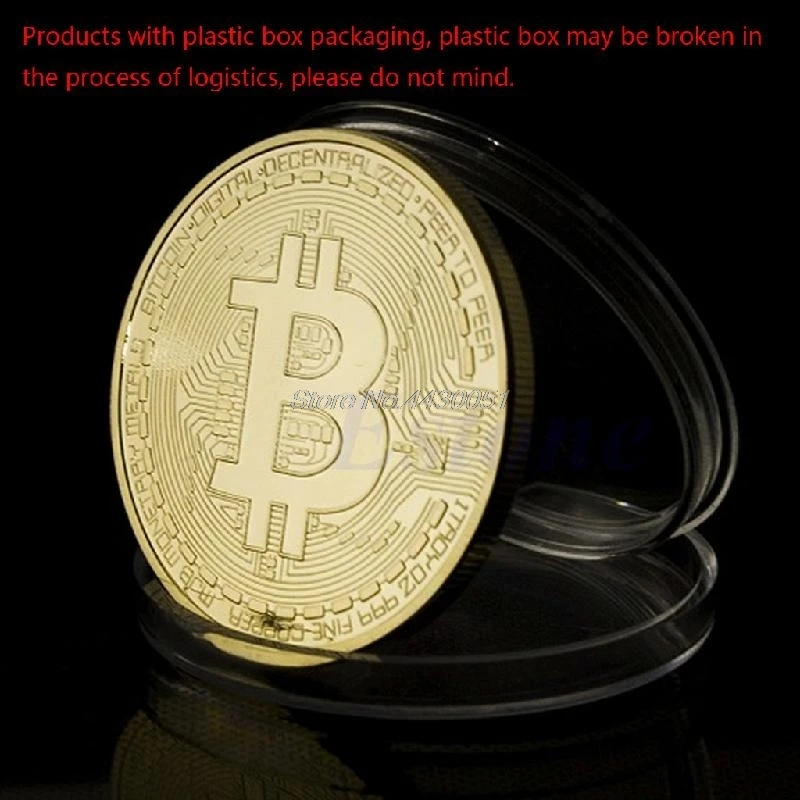 1 x Gold Plated Bitcoin Coin Collectible BTC Art Collection Gift Physical Dropshipping | Дом и сад