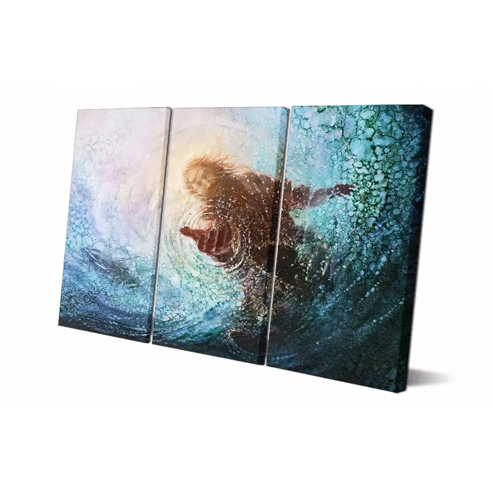 Прямая поставка 3 панели с принтом картина изображением Иисуса Настенная