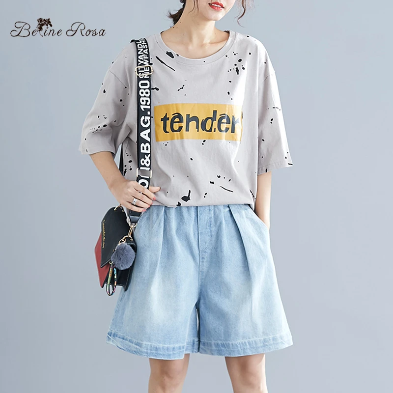 BelineRosa Повседневная летняя одежда для женщин с коротким рукавом Свободная