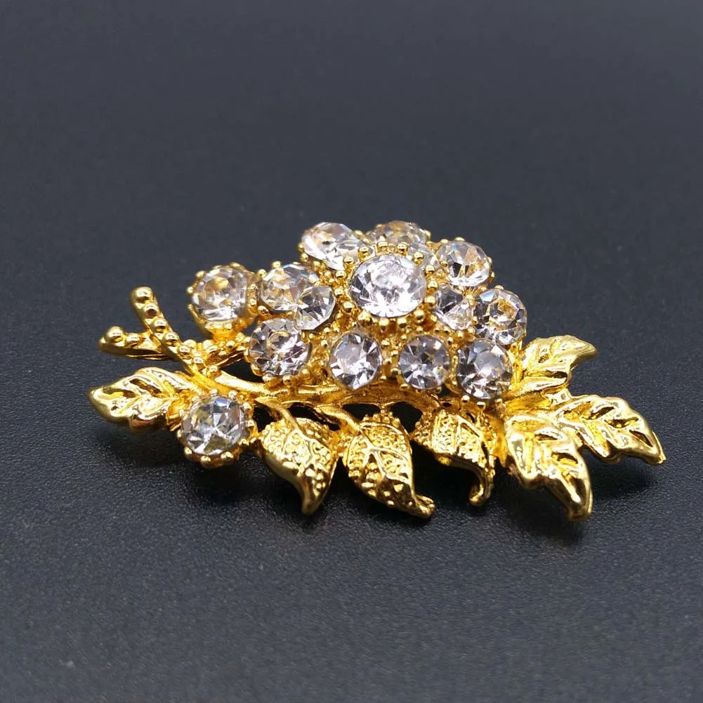 Роскошные женские Броши Стразы с цветами и листьями цветы листья кристаллы для