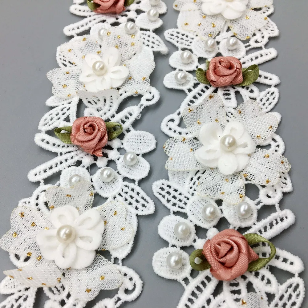 10x Винтаж с цветами из бисера кружевом жемчугом отделка тесьмой в африканском