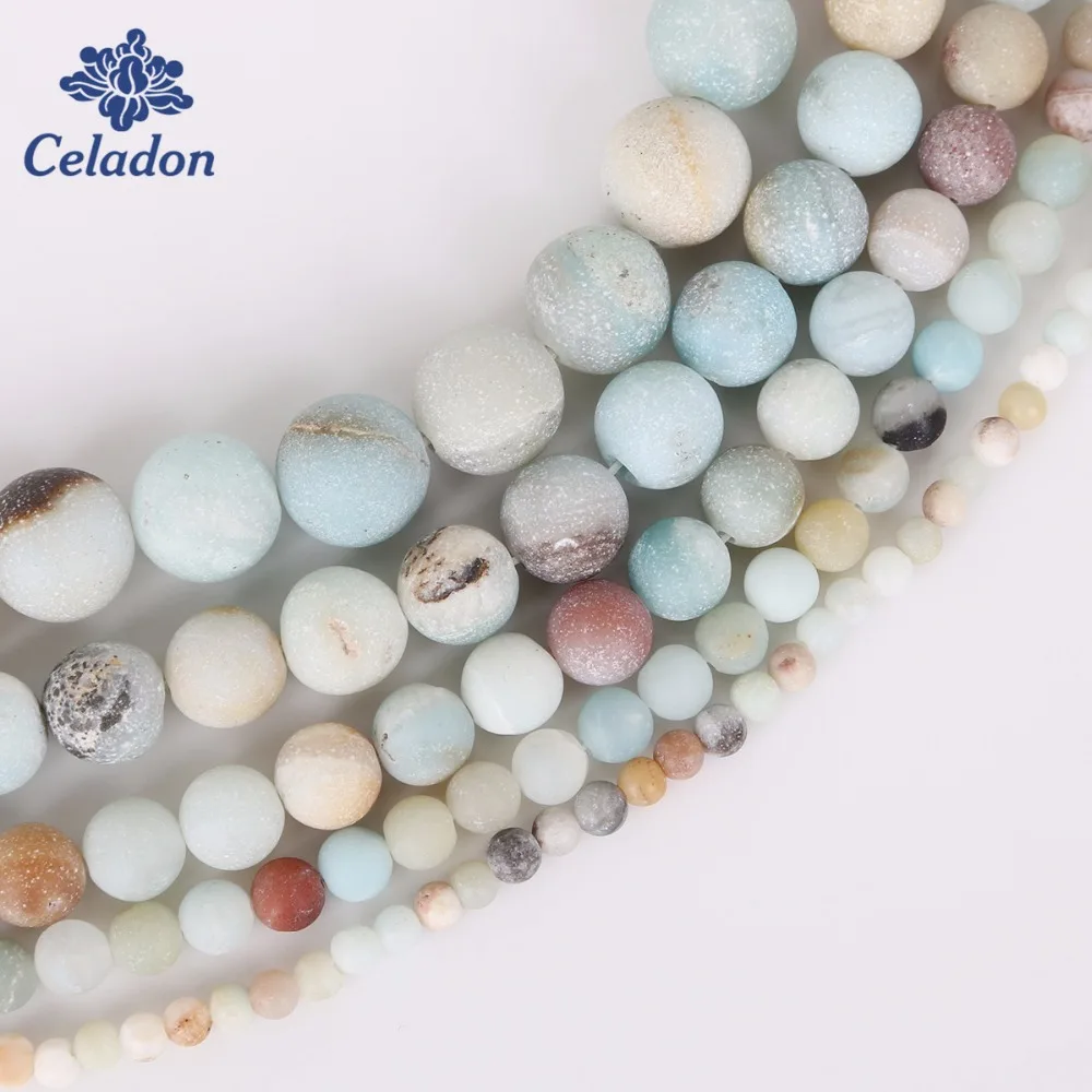 4mm 6mm 8mm 10mm 12mm Matt Natural Amazonite stone beads Bracelet Necklace Forest Loose Round For jewelry Making | Украшения и