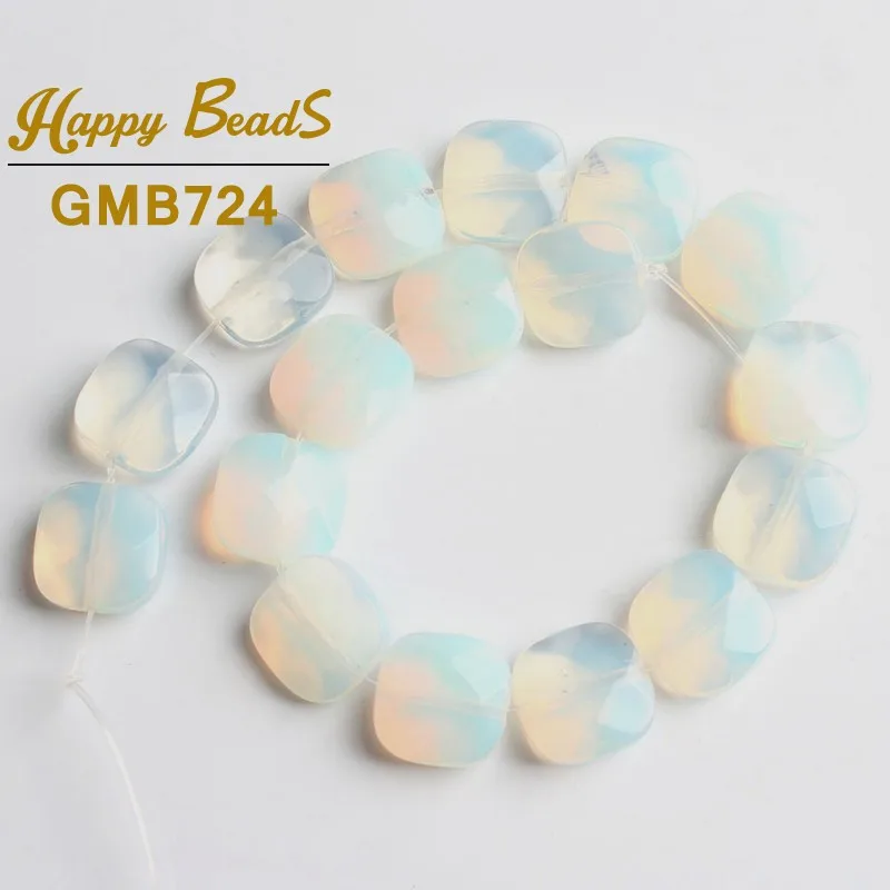 White Opal 12*12 мм натуральные граненые Агаты кварцевые бирюзовые бусины Квадратные Свободные бусины для самостоятельного изготовления ювелирных изделий браслет ожерелье - Цвет: White Opal