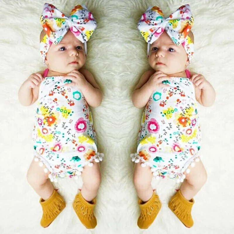 2017 Одежда для новорожденных девочек летний цветочный комбинезон без спинки и с