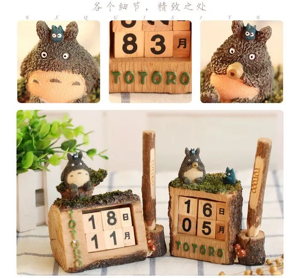 1 шт. винтажный Средиземноморский стиль деревянный вечный календарь totoro DIY календарь художественные поделки для дома офиса школы украшение стола подарок