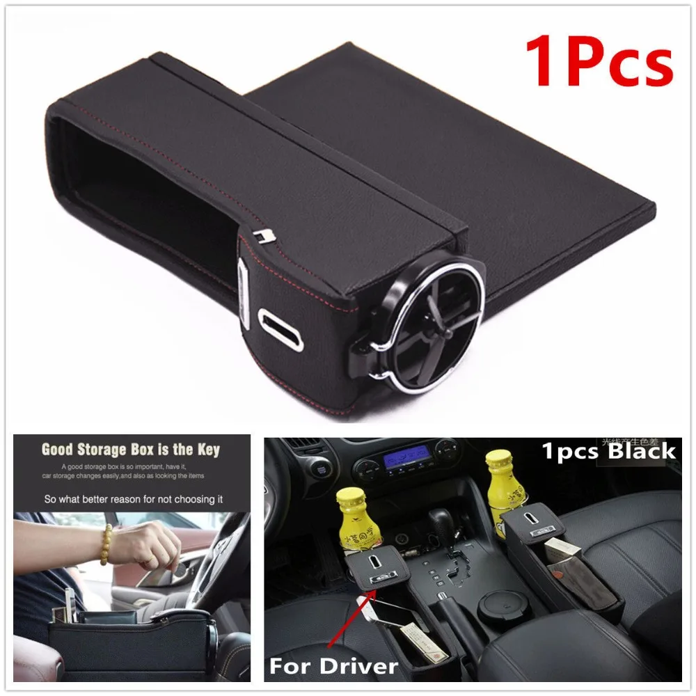 

PU Leather Car Seat Catcher Gap Filler Storage Box Coin Collector Cup Holder For Driver Fit Alfa Audi bmw Benz VW Toyota Mazda