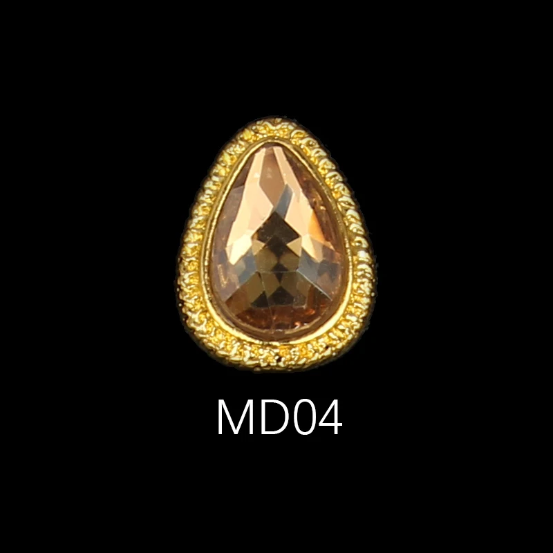 MD04 8X11 мм падение дизайн 3D сплав для дизайна ногтей Стразы Золотая основа 20/50 шт нейл-арта украшения для ногтей металла ювелирных украшений Hand-Made подвески - Цвет: MD04