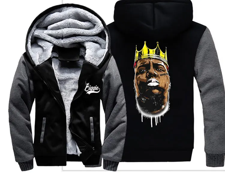 Biggie tupac 2pac Хип-хоп для музыкальных выступлений, для чтения рэпа, крутая Мода, для мужчин wo, теплое толстое пальто, куртка, зимняя уличная бархатная толстовка с капюшоном