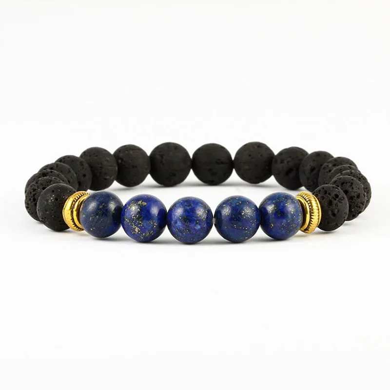 Браслеты с бусинами из натурального камня Lucky Charm Volcanic Rock 8 мм красочные браслеты