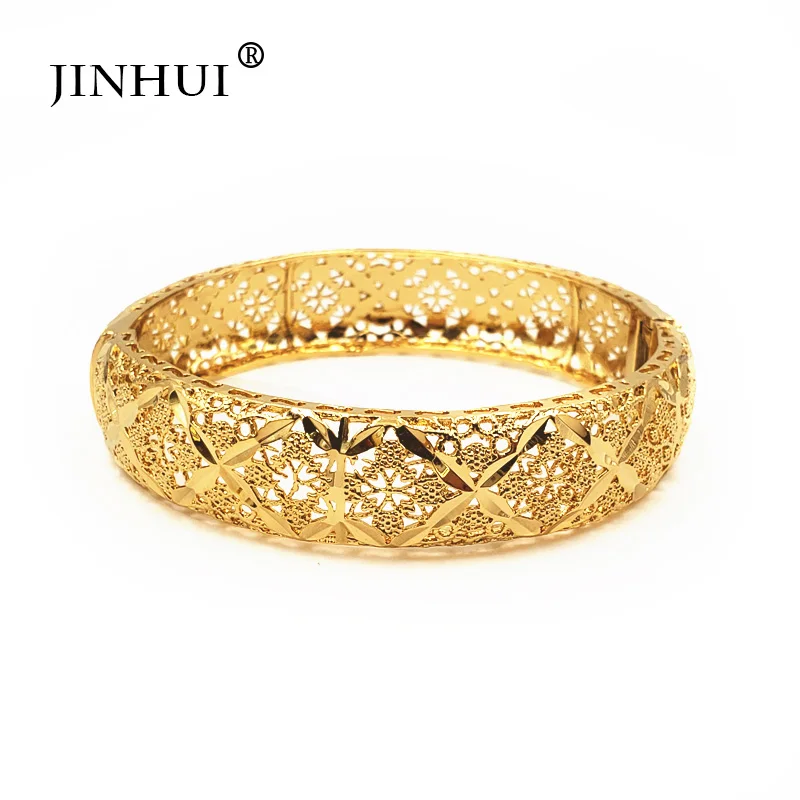 New Fashion lady Luxury Gold Color Jewelry Bangles Ethiopian African Women Dubai Bracelet Party wedding Gifts bridal Ramadan - Metal Color: Only 1 pcs