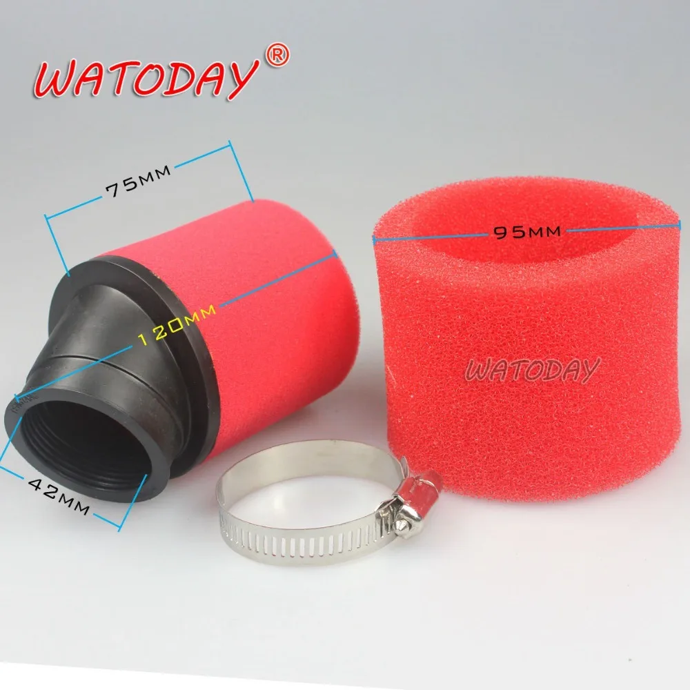 Красный изогнутый воздушный фильтр 42 мм пены очиститель 125 мопед скутер 140cc 200cc CRF