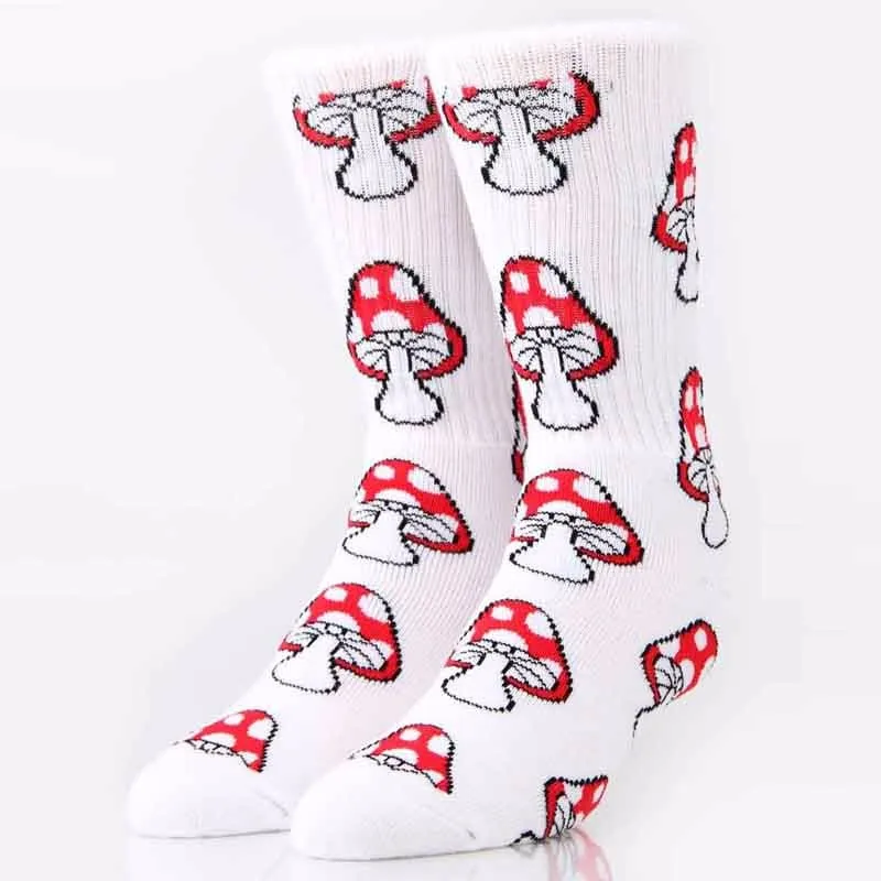 Носки мужские/женские хлопковые в стиле ретро с принтом грибов|weed socks|weed socks menbrand