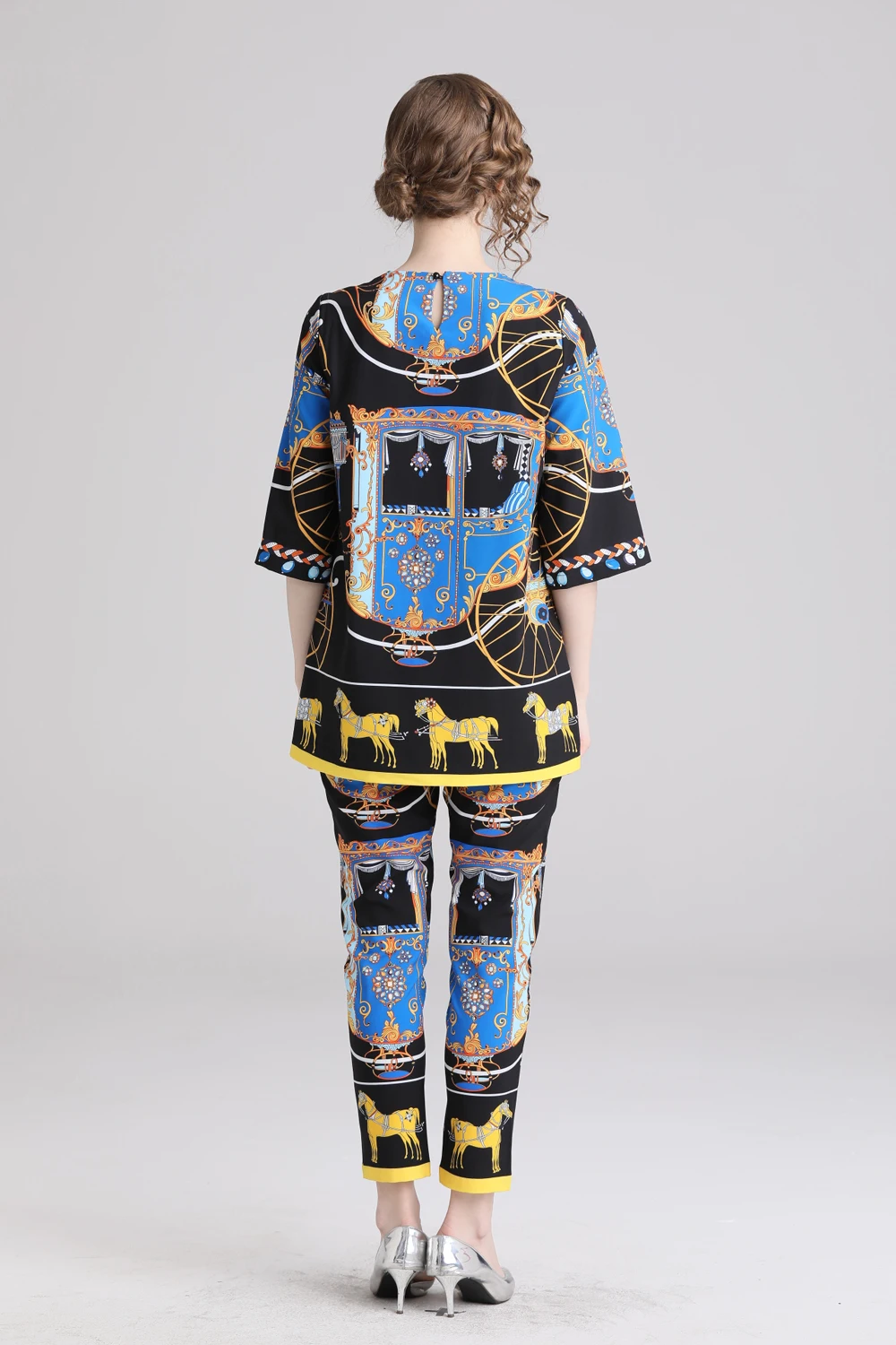 Женский комплект из 2 предметов подиумный Роскошный топ с короткими рукавами и